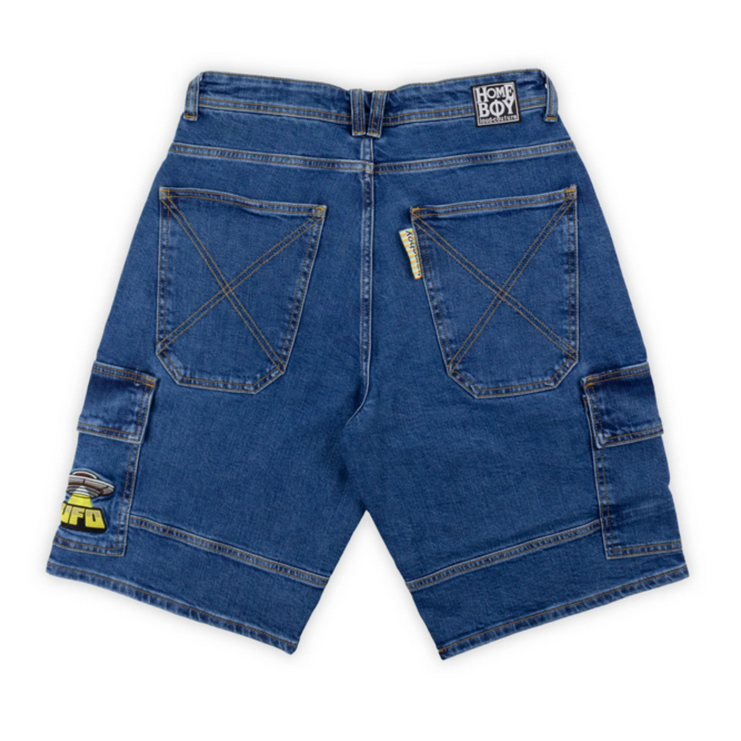 Homeboy X-tra Ufo Cargo Denim Jeans Shorts Washed Blue