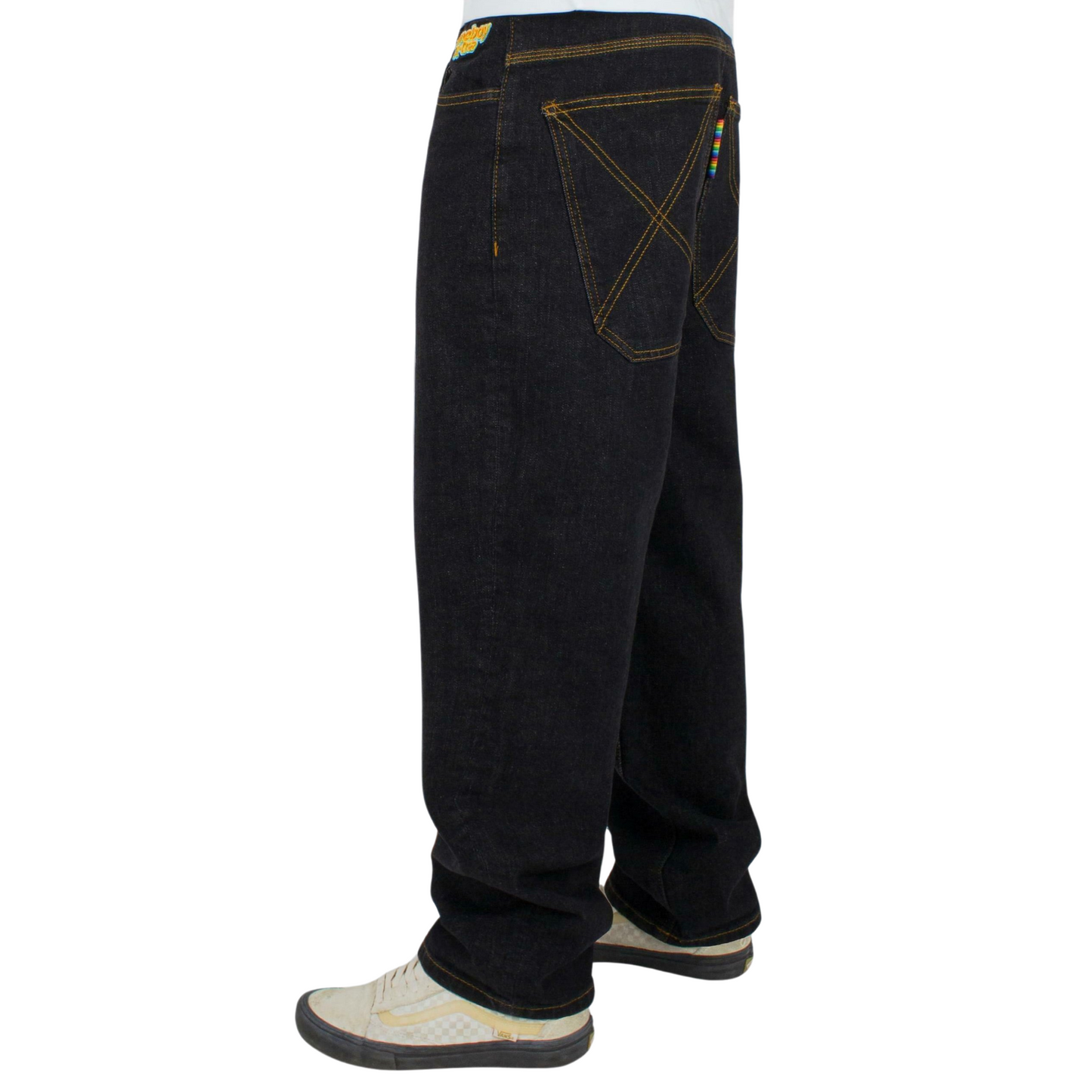 Homeboy X-tra Baggy Denim Jeans Hose Washed Black Tabacco