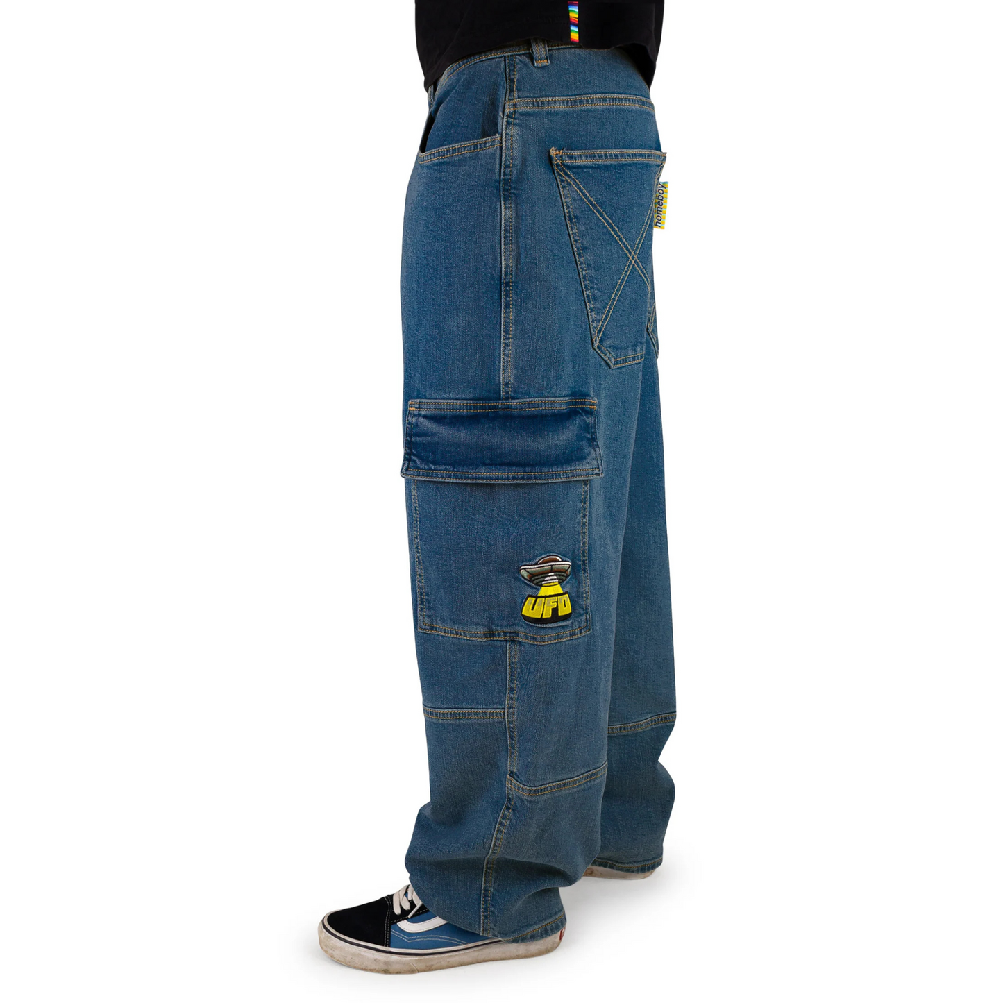 Homeboy X-tra Ufo Cargo Denim Jeans Hose Washed Blue