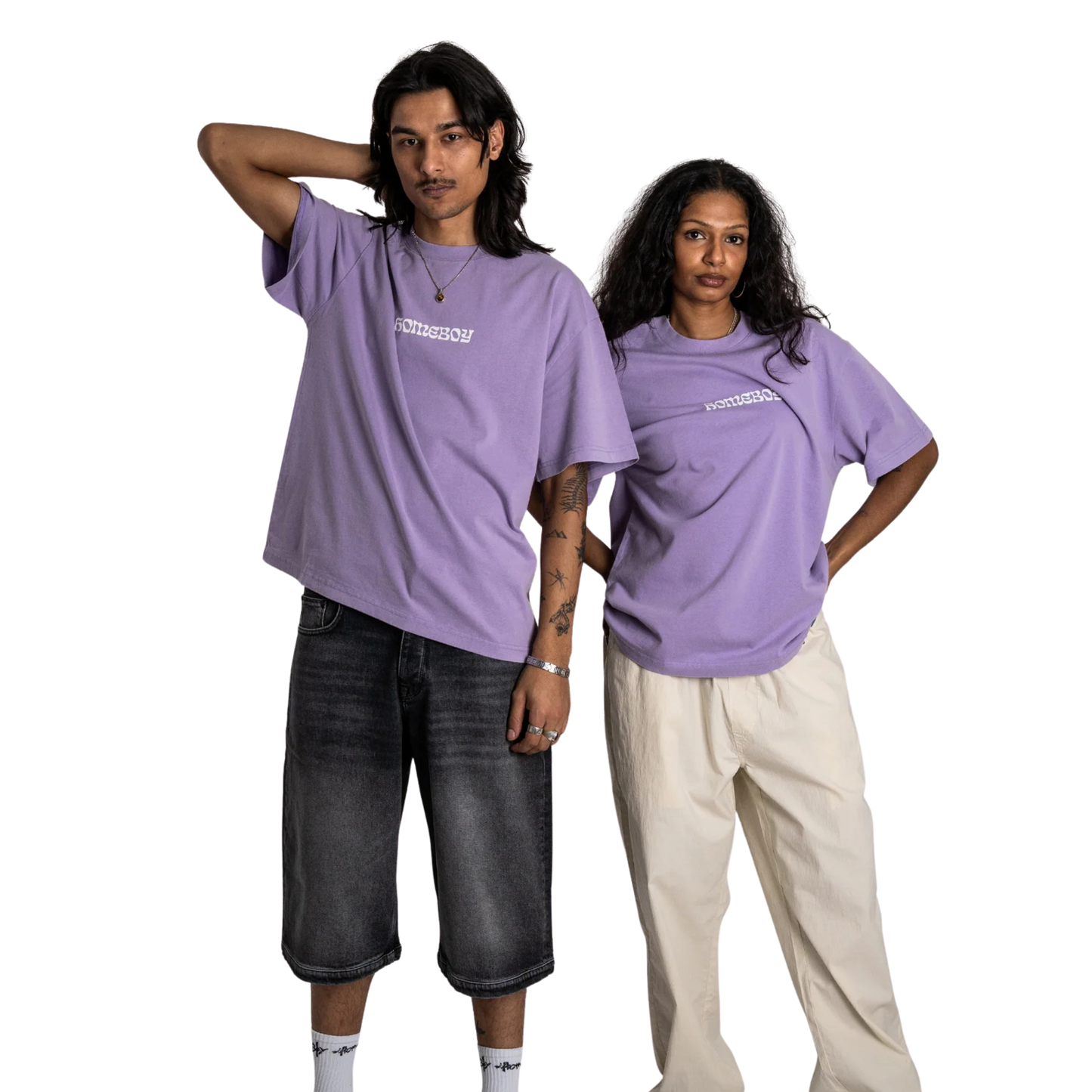 Homeboy Big Text Tee T-Shirt Washed Lilac